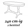 Bővíthető 240 cm-ig 2 betéttel