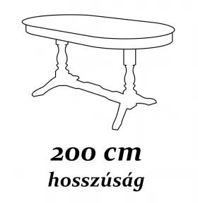 200 cm hosszúság ovális asztal